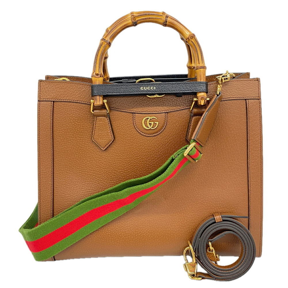 Gucci Diana Tote Bag 678842 Leather Brown 2-way for Women OP026974